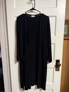 Black Open-Front Long Cardigan Sweater OS Best for a Size Large